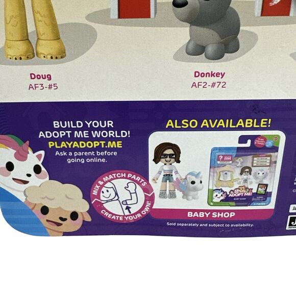 Adopt Me! Nursery Doug Donkey Figure Playset w Virtual Item Code and Task Board - Picture 5 of 6